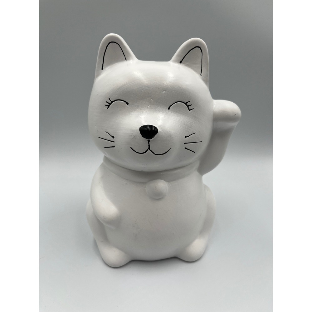 Rare White Maneki Neko Lucky Cat Figurine